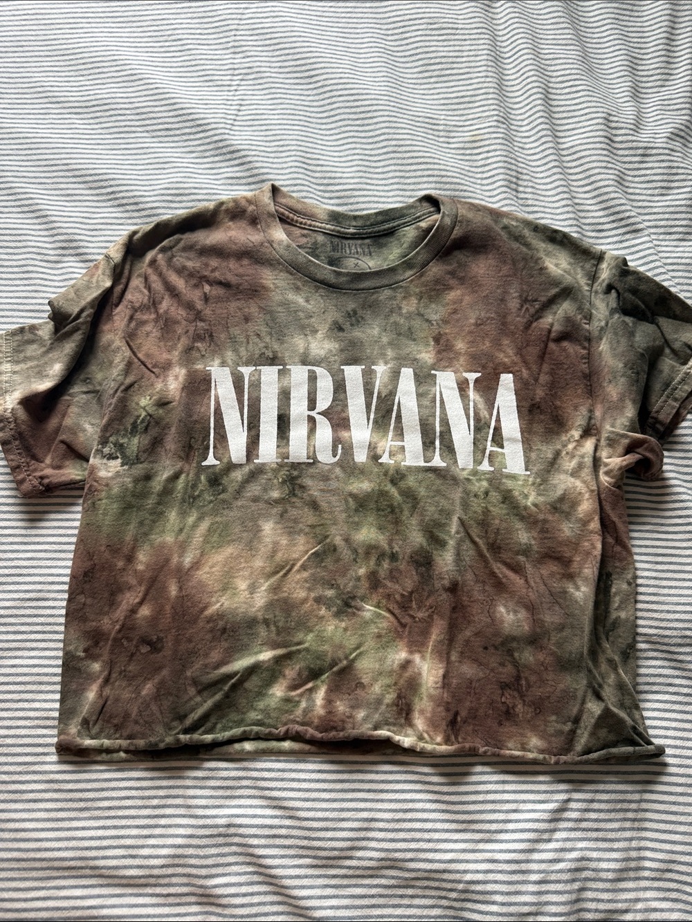NIRVANA Tie-Dye Logo Tee in Green and Brown